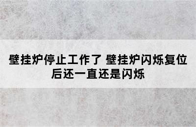 壁挂炉停止工作了 壁挂炉闪烁复位后还一直还是闪烁